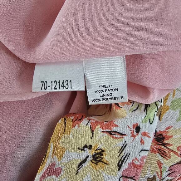 Ann Taylor Loft Pink Wildflower Floral Milkmaid Slip Knee Dress 6P Cottage - Picture 9 of 10